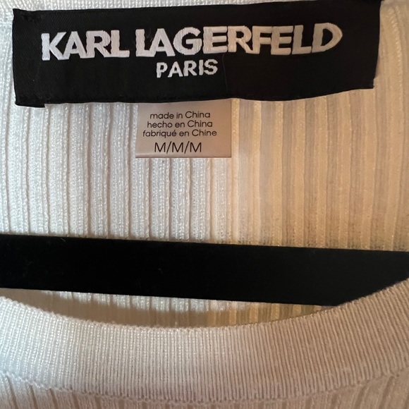 Karl Lagerfeld Paris Striped Knit Dress  French Chic Ribbed Dress - Picture 4 of 7